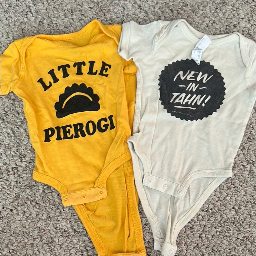 Little Pierogi & Yinzer Yellow Baby Onesie